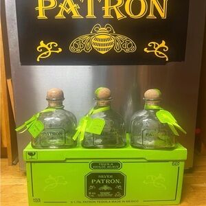 Patrón Silver Tequila Set with Box EMPTY bottles 3 pack